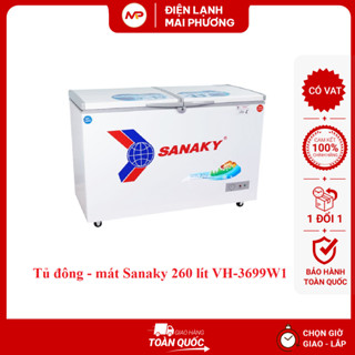Tủ đông Sanaky 260 lít VH-3699W1 (Đông - Mát) - Bảo hành 2 năm toàn quốc
