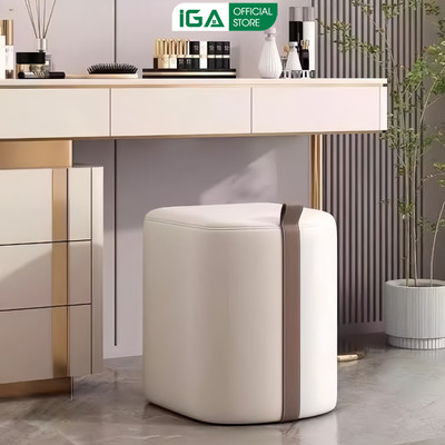 Ghế đôn ngồi bàn trang diểm bọc da decor phòng cực xinh thương hiệu IGA - GC47