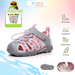 Dép Chân Bẹt Chống Lệch Chân Bé Gái 1 - 6 Tuổi APAKOWA Y1207 Xixa by Fandy Kids Lót Da Vòm Nổi Che Gót