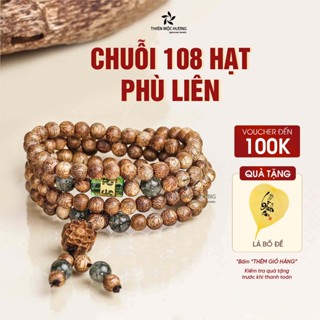 Vòng tay trầm hương 108 hạt Phù Liên THIÊN MỘC HƯƠNG thiết kế kết hợp 3 charm - Sum họp, bình an