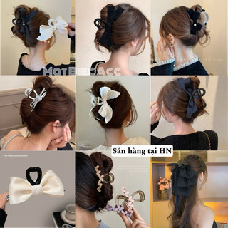 Kẹp tóc nơ bạc Coquette