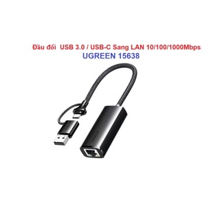 Cáp chuyển USB TYPE C sang LAN ( 30287 , 15633 , 15637 , 15638 ) Ugreen - Màu đen