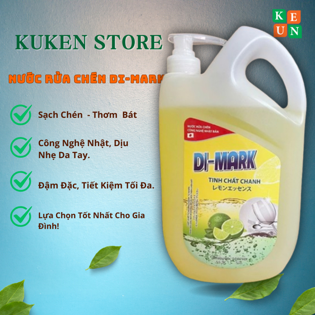 Can Nước Rửa Chén Hương Chanh/Quế/Không Mùi DIMARK - Nước Rửa Bát Can 2 Lít Siêu Sạch Dầu Mỡ