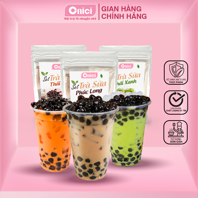  Set trà sữa phúc long thái xanh thái đỏ trân châu giòn 3Q Bếp Của Mẹ ONICI nấu 30 - 35 ly 