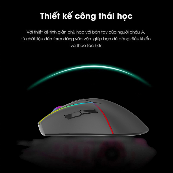 Chuột gaming không dây A30 - 3 chế độ kết nối - Led RGB - Thiết kế công thái học - Dung lượng pin khủng 500mAh | BigBuy360 - bigbuy360.vn