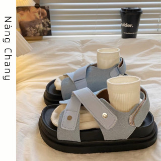 [Sẵn] Sandal đế bằng quai chéo da lộn đế cao 3.5cm siêu xinh phù hợp mọi lứa tuổi phong cách mới F73