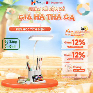 Đèn Học Để Bàn Tích Điện 3 Chế Độ Ánh Sáng Cao Cấp Xoay 360 Độ Kèm Hộp Đựng Bút Bảo Vệ Mắt