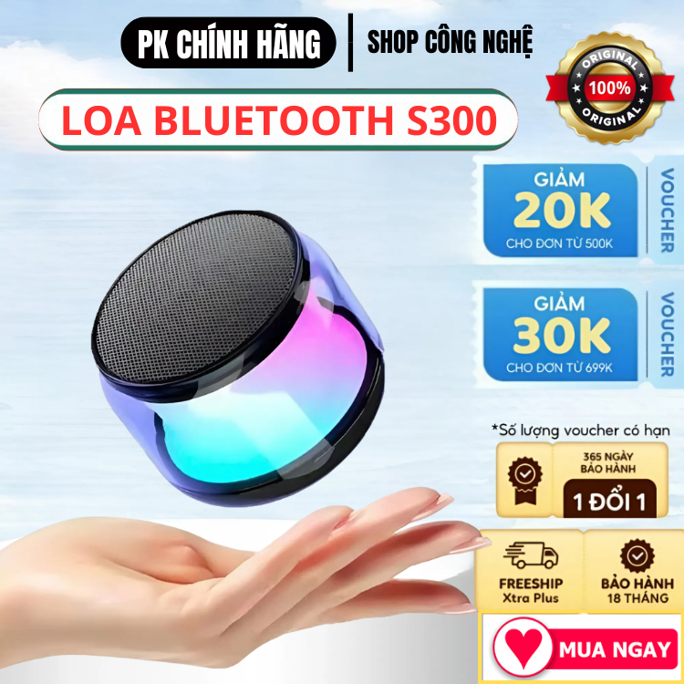 Loa Bluetooth Mini Không Dây S300 Cầm Tay Dòng Loa Mini Pin Trâu, Có hỗ trợ Thẻ Nhớ, Đèn Led Rgb