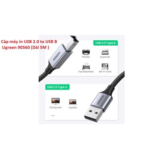 Cáp máy in  USB A  2.0 to USB B ( 10352 , 90560 ) Ugreen dài 5M