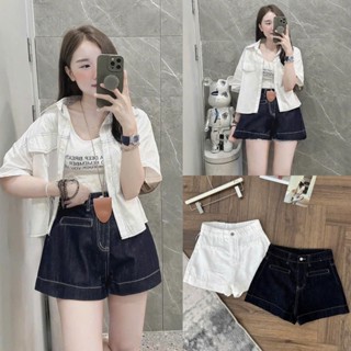 Quần short jeans nữ chỉ nổi 2 nắp túi trước 247store dáng basic dễ mặc  size S M L 2 màu xanh than - trắng Short933