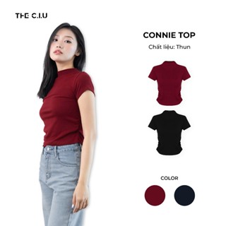 Áo thun tay ngắn cổ rùa nhún eo THE C.I.U - Connie Top