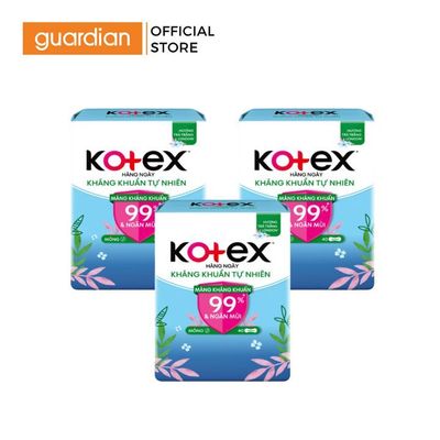 Combo 3 Băng Vệ Sinh Kotex Hàng Ngày Kháng Khuẩn Tự Nhiên 40 Miếng (40x3) | Guardian Việt Nam