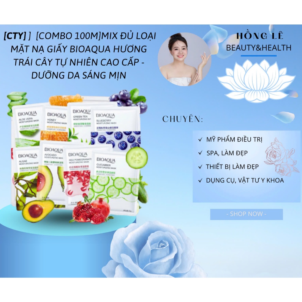 🩸[Combo 100m]Mix Đủ Loại Mặt Nạ Giấy Bioaqua Hương Trái Cây Tự Nhiên Cao Cấp - Dưỡng Da Sáng Mịn