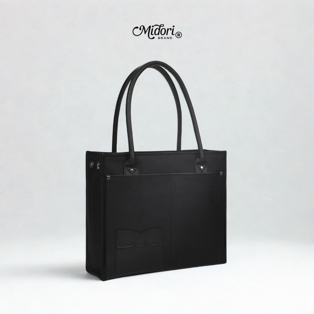 Túi Tote Đeo Vai Vải Phối Da PU JAMMIE Nam Nữ Bền Đẹp Trượt Nước Thời Trang | Local Brand M STUDIO