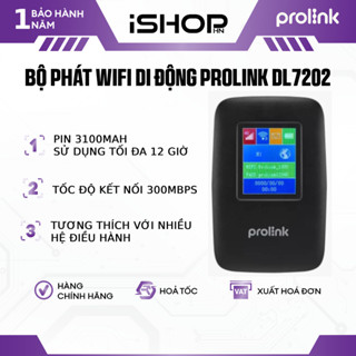 Bộ phát Wifi di động Prolink DL7202 dùng SIM 4G LTE 150Mbps, pin 3100mAH lên tới 12h, TFT 1.44", sạc USB type C