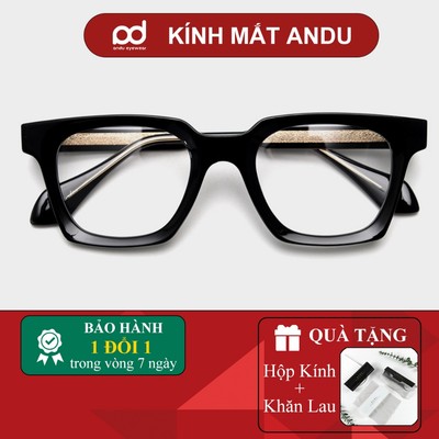 Gọng kính cận thời trang nam nữ ANDU dáng vuông bản to cá tính nhựa cốt kim loại 98369
