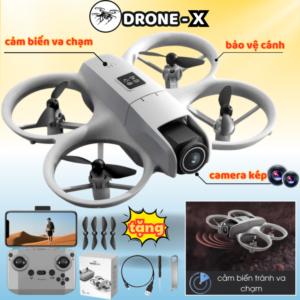 flycam I1 pro, có cảm biến tránh va chạm tích hợp bảo vệ cánh, camera full HD điều khiển 180 độ