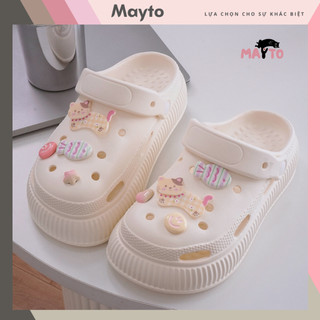  Dép nữ dép sục Mayto đế cao 5cm kèm charm Cá mèo chạy kiểu sandal quai hậu dễ thương CS-170 