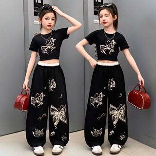 Set bộ bé gái, bộ áo thun kèm quần suông thiết kế sang chảnh chất liệu vải Cotton tici mềm mịn thoáng mát cho bé 15-45kg