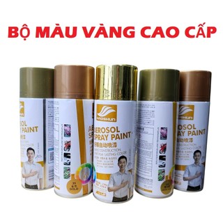 BỘ MÀU VÀNG GOLD CAO CẤP: Sơn xịt  HAOSHUN AEROSOL SPRAY PAINT 450ML cao cấp Chuẩn Màu, Sáng mịn