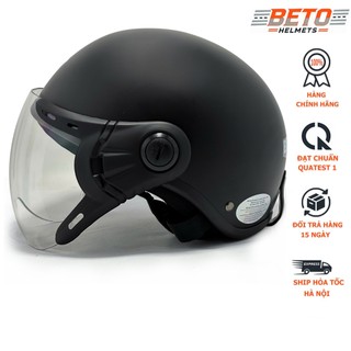  Mũ bảo hiểm nửa đầu có kính BKtec BK6 đen nhám  an toàn cho cả nam và nữ Freesize vòng đầu 55-58cm 