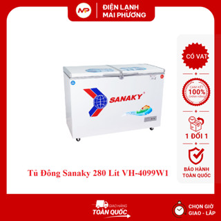 Tủ đông Sanaky VH-4099W1, 280 lít, 1 ngăn đông, 1 ngăn mát, dàn lạnh đồng - Bảo hành 2 năm
