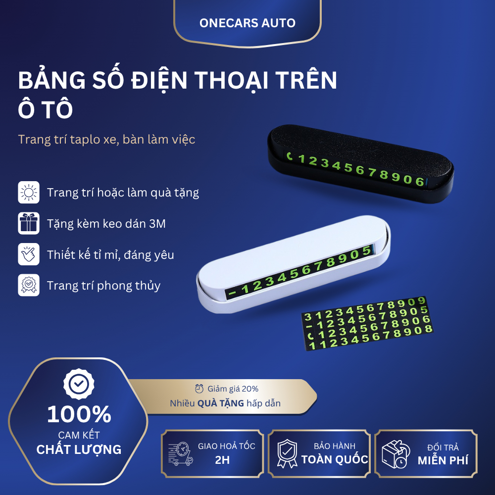 Bảng Số Điện Thoại Đỗ Xe Trên Taplo Ô Tô - Thẻ Để Lại SĐT Trên Ô Tô - Onecars Auto