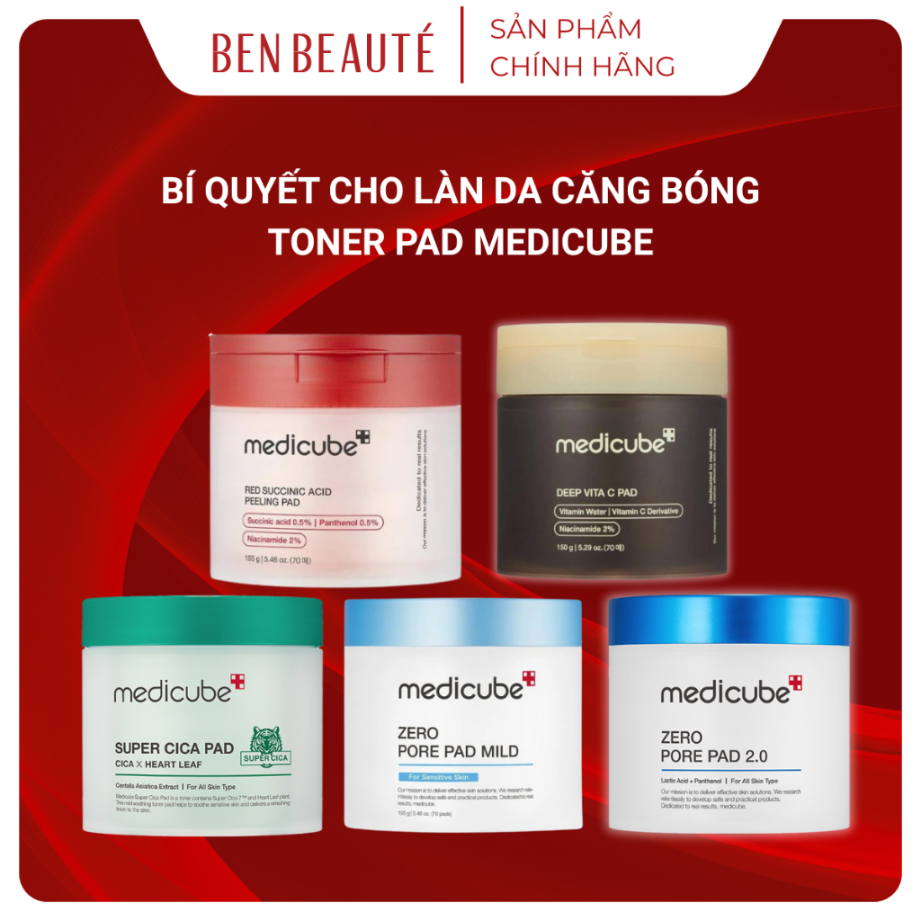 Toner Pad Medicube Làm Dịu Da, Thu Nhỏ Lỗ Chân Lông Và Làm Sáng Da 70 Miếng