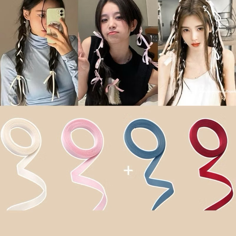Dây Ruy Băng tết tóc nhiều màu, cột tóc nơ Hot trend thắt bím Jennie Blackpink, Dây Nơ phụ kiện tóc 