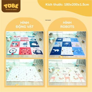 [HỎA TỐC] Thảm chơi 180x150 dày dặn (dày 1.5cm) cuộn silicon Tobe chống trơn 2 mặt in hình an toàn cho bé