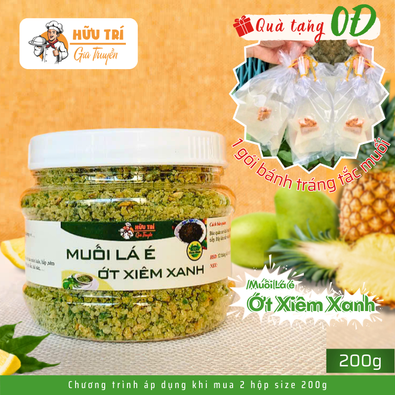 [HOT] 200g Muối Lá É ớt xiêm xanh Hữu Trí - Chấm Gà, Hải Sản, Trái Cây Siêu Cuốn | Gia Vị Ngon