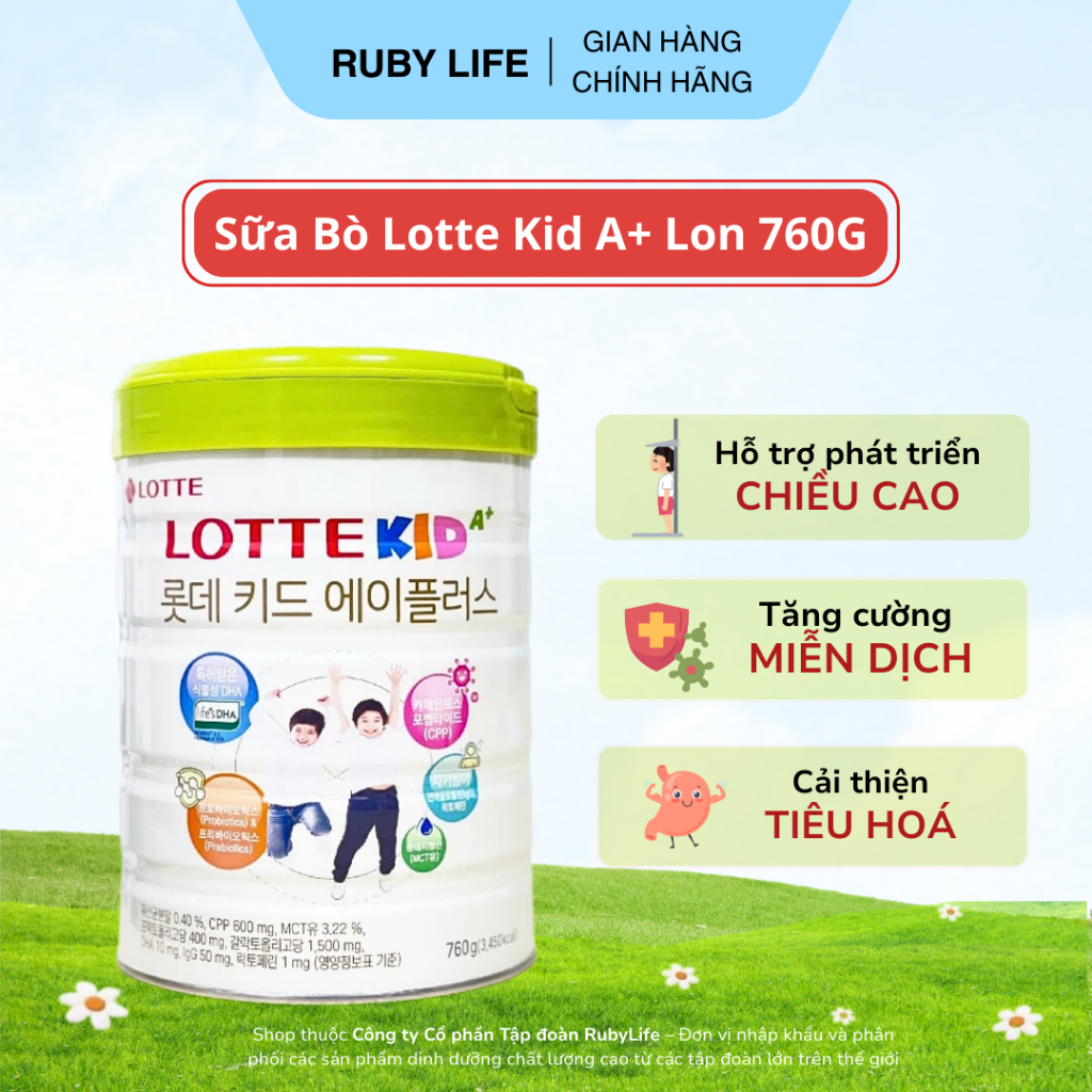 Sữa Bò Lotte Kid A+ Hàn Quốc Tăng Chiều Cao Cho Bé Lon 760g