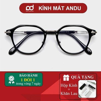 Gọng kính cận thời trang nam nữ ANDU dáng tròn vitage gọng nhựa phong cách Hàn Quốc 00302