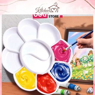  Khay đựng màu nước 12 ngăn bảng pha màu hình bông hoa bằng nhựa nhiều ngăn dụng cụ vẽ tiện lợi 