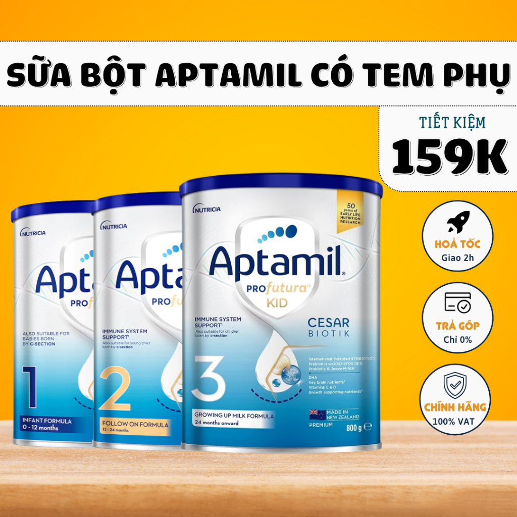 Sữa bột Aptamil Profutura Cesarbiotik New Zealand đủ số, số 1, số 2, số 3 - Synbiotic độc quyền