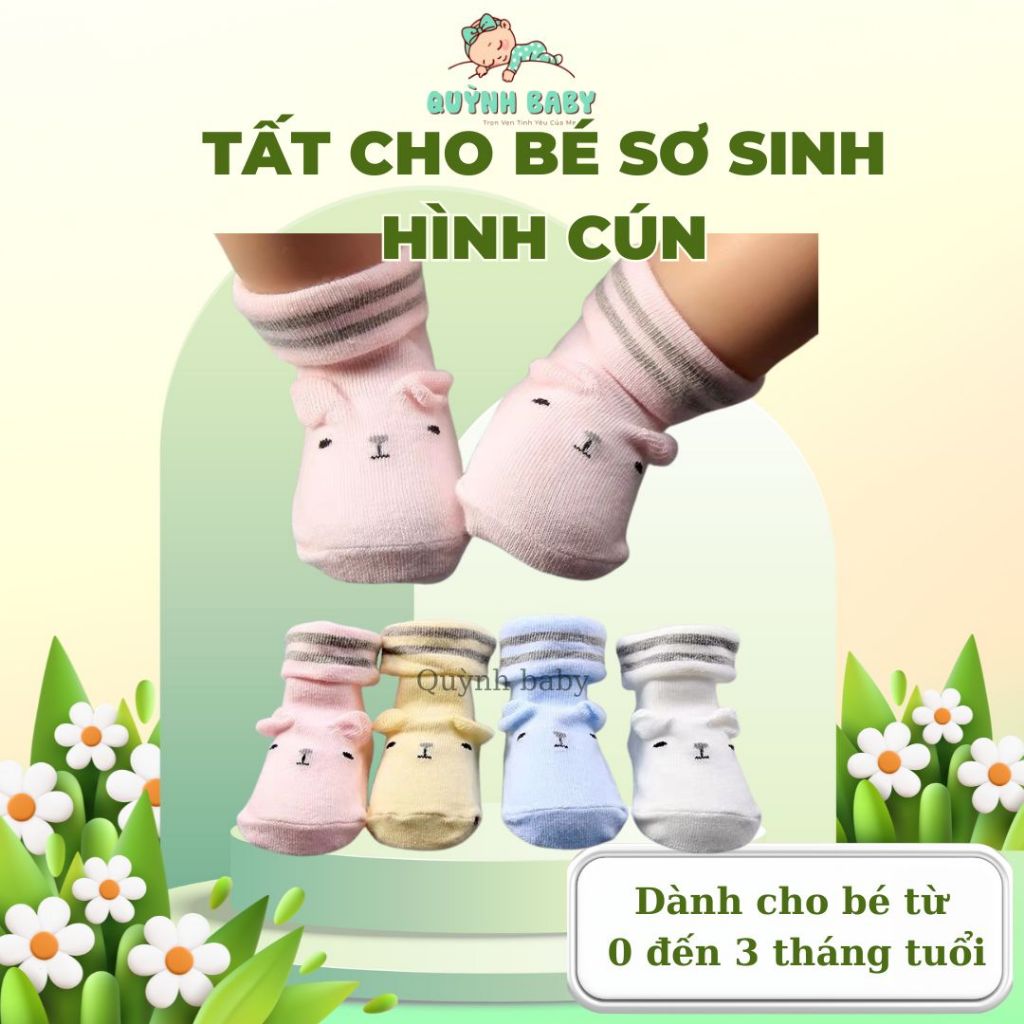Tất cho bé sơ sinh hình cún (từ 0 đến 3 tháng tuổi)