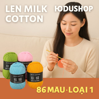 Len milk cotton 50gram, 86 màu Hodushop