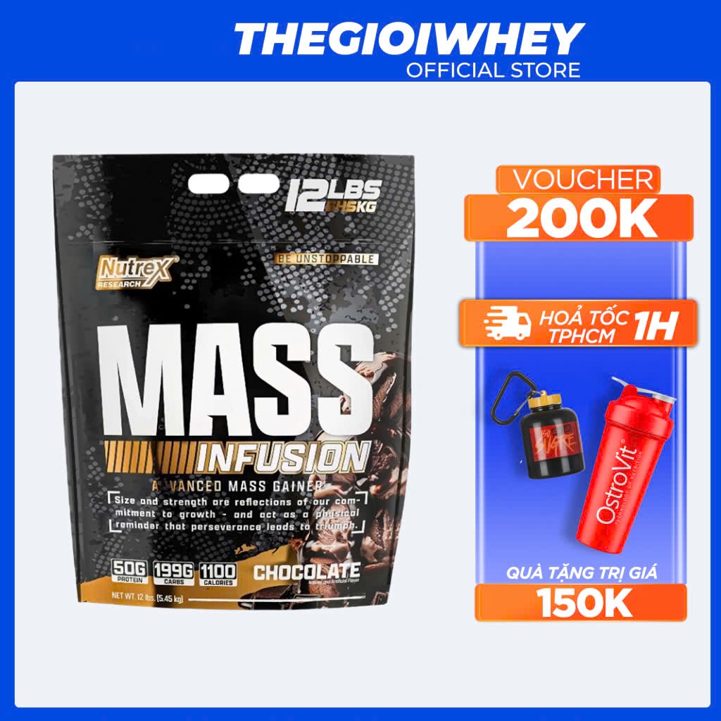 Mass InFusion Nutrex 5.4kg Mass Gainer Bột Sữa Tăng Cơ Tăng Cân Cho Dân tập Gym