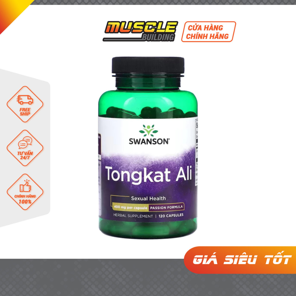 Viên Uống Hỗ Trợ Tăng Cường Sinh Lý Nam Giới Swanson Tongkat Ali 400mg 120 Viên