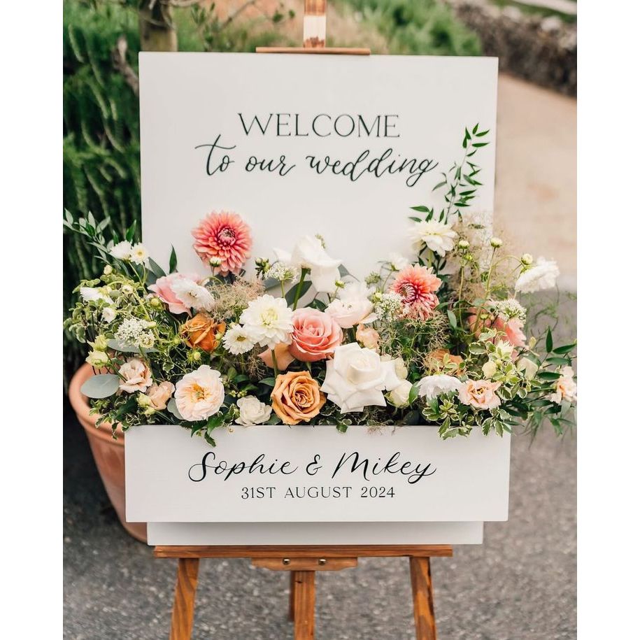 Bảng welcome hộp cắm hoa, bảng tên cắm hoa để cổng trang trí cưới (IN CHỮ THEO YÊU CẦU)