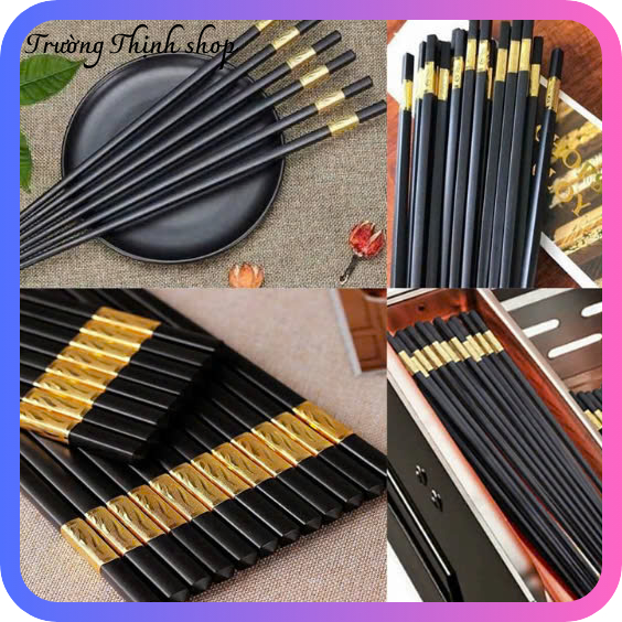 Set đũa bàn ăn cao cấp các loại đũa nhựa mạ vàng đũa gỗ, đũa nhựa chịu nhiệt