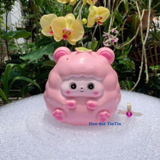 Heo đất tiết kiệm Cừu Lá size to lỗ tròn(c20xr18xd18)-Ống tiết kiệm lỗ tròn lợn đất trang trí decor