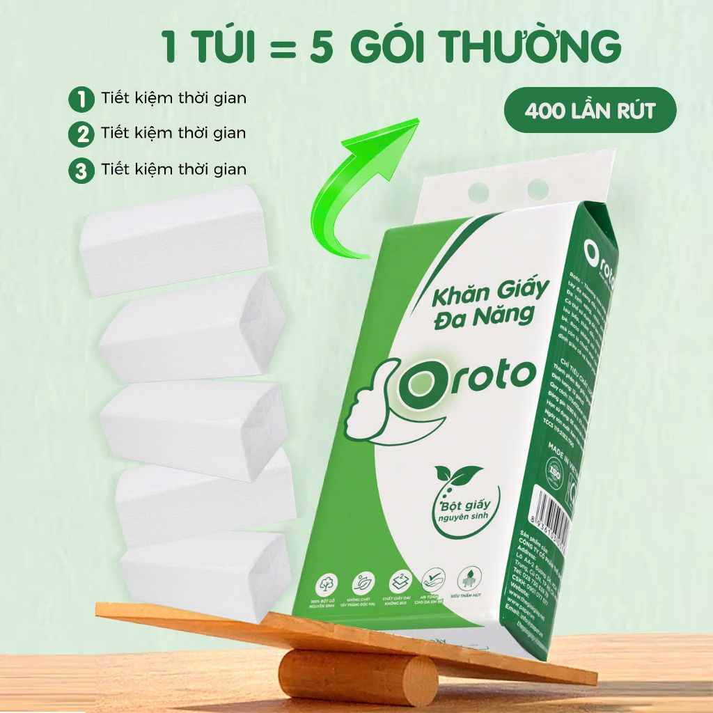 Khăn Giấy Rút Treo Tường Đa Năng, 4 Lớp Cao Cấp 1280 Tờ, Không Bụi Giấy, ROTO RT1280