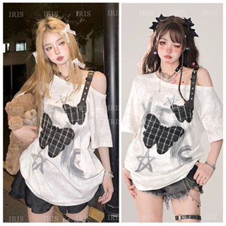 Áo thun nữ trễ vai tay lỡ form rộng Ulzzang in hình nơ cute, chất thun cotton mát cá tính dễ phối đồ