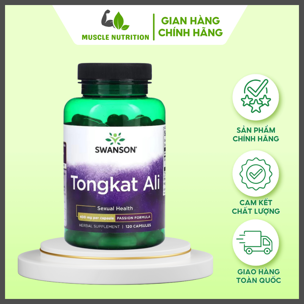Viên Uống Hỗ Trợ Tăng Cường Sinh Lý Nam Giới Swanson Tongkat Ali 400mg 120 Viên