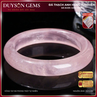  Vòng tay thạch anh hồng tự nhiên bản hẹ nguyên khối Duyson Silver phong thủy may mắn 