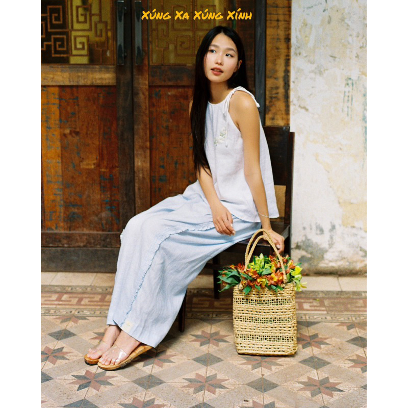 | 0303 studio | áo linen cổ yếm dáng A - dòng Ý Thơ