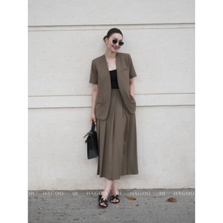 Blazer & Áo Gile & Quần bấu ly nửa & Chân váy xếp ly màu nâu HAGOO [B617- A615 - CV619 - Q585]