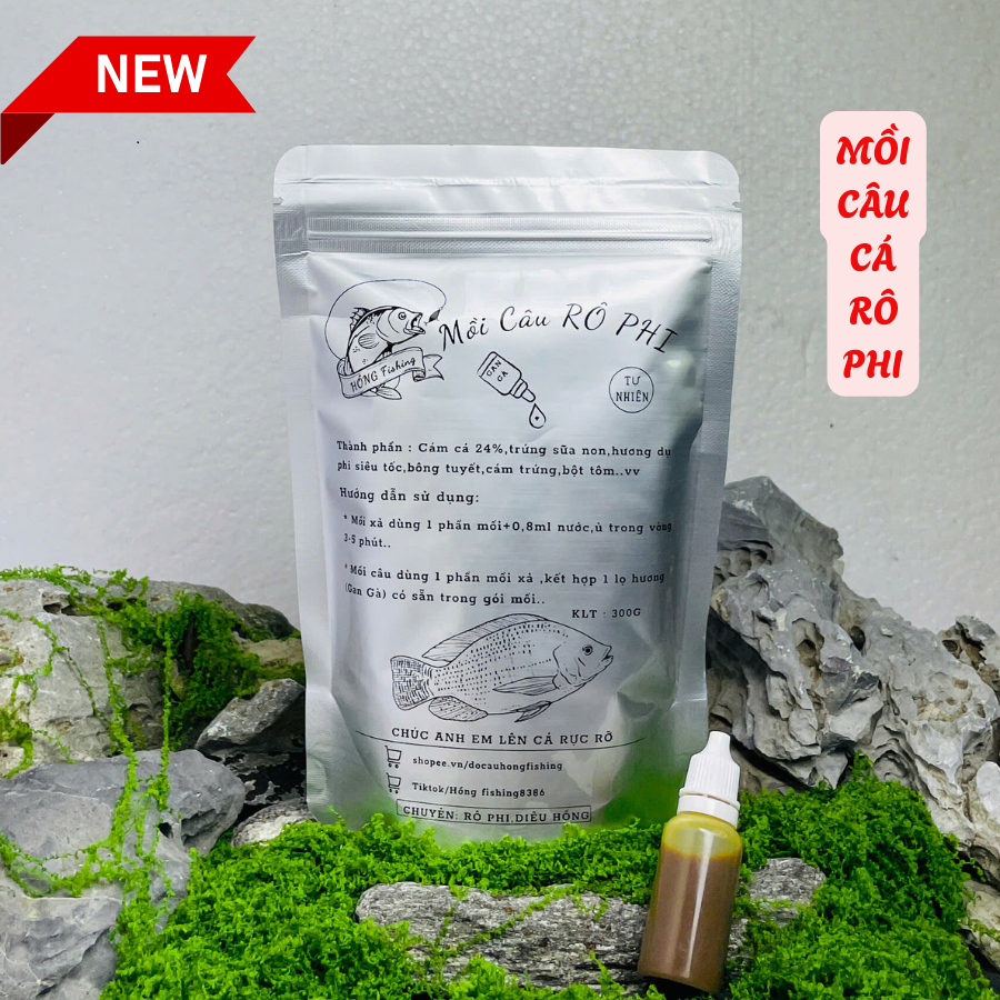 Mồi câu cá rô phi tự nhiên Hồng Fishing gói 300g có sẵn hương liệu bên trong