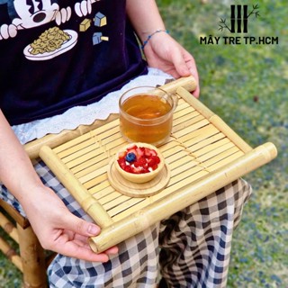 Khay trà để bàn, khay đựng ấm chén trà bằng tre mộc mạc mà sang trọng, uống trà để bàn tiếp khách